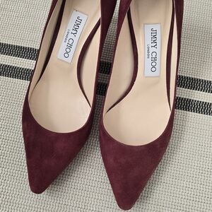 Jimmy Choo Burgundy Suede Pumps
